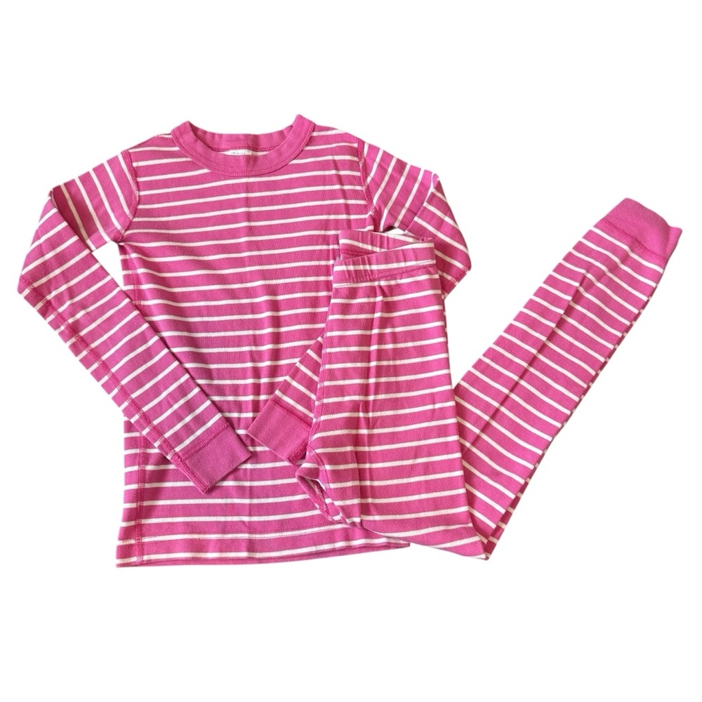 Hanna Andersson Pink and White Striped Kids Pajama Set